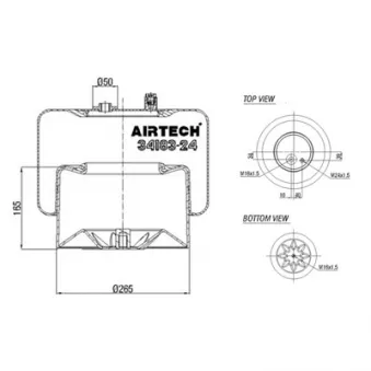 Ressort pneumatique, suspension pneumatique C.E.I. 262.580 pour MERCEDES-BENZ ACTROS MP2 / MP3 3346 A - 456cv