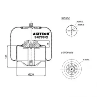 Ressort pneumatique, suspension pneumatique C.E.I. 262.593 pour MERCEDES-BENZ ACTROS 915, 915 L, 916, 916 L - 152cv