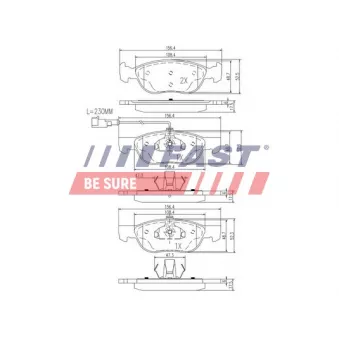 Jeu de 4 plaquettes de frein avant FAST OEM 77362316