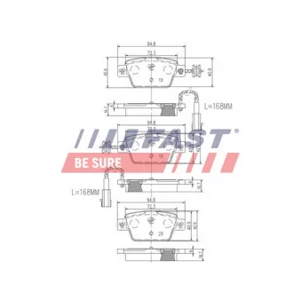 Jeu de 4 plaquettes de frein arrière FAST OEM 77365809