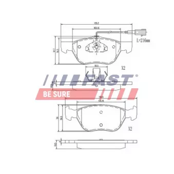 Jeu de 4 plaquettes de frein avant FAST OEM 71772214