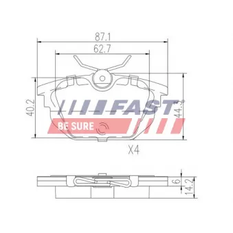 Jeu de 4 plaquettes de frein arrière FAST OEM 71752984