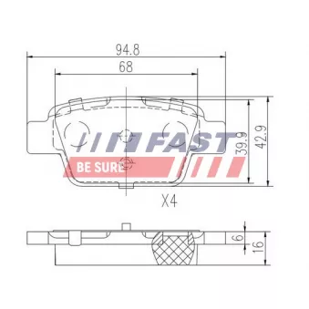 FAST FT29115 - Jeu de 4 plaquettes de frein arrière