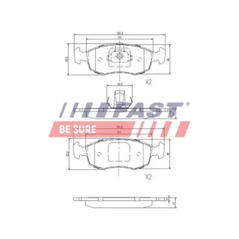 Jeu de 4 plaquettes de frein avant FAST OEM 71738152