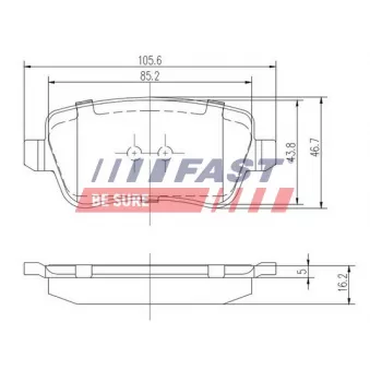Jeu de 4 plaquettes de frein arrière FAST OEM 77363610