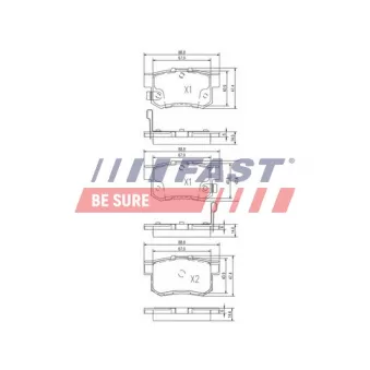 Jeu de 4 plaquettes de frein arrière FAST OEM 71768493