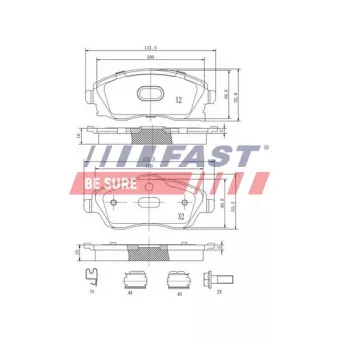 Jeu de 4 plaquettes de frein avant FAST OEM 1605092