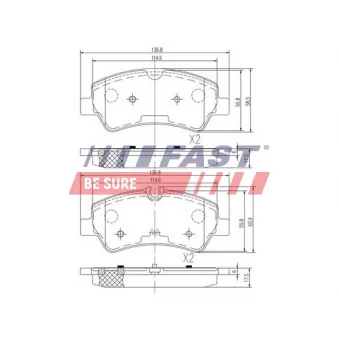 FAST FT29545 - Jeu de 4 plaquettes de frein arrière