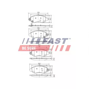 Jeu de 4 plaquettes de frein avant FAST OEM 1135167 Jeu de 4 plaquettes de frein avant FAST OEM 1135167