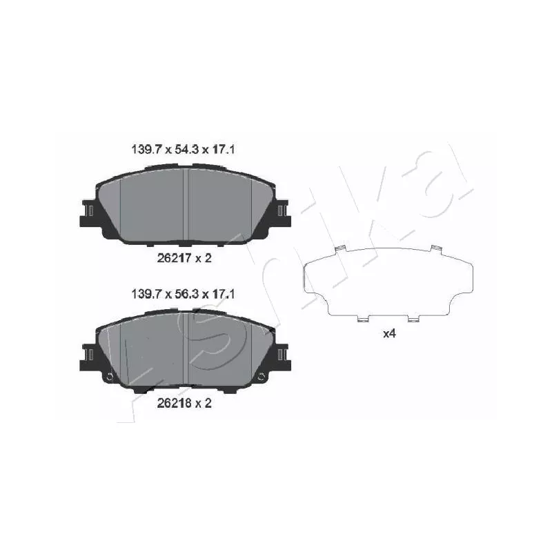 Jeu de 4 plaquettes de frein avant ASHIKA 50-02-2030 - Visuel 1