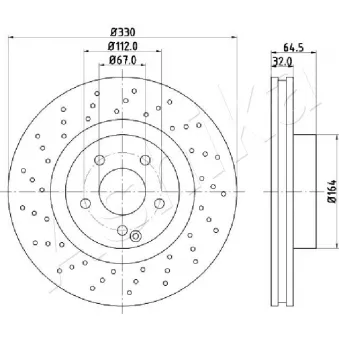 Jeu de 2 disques de frein avant ASHIKA 60-00-0541 pour MERCEDES-BENZ CLASSE E E 200 Kompressor - 184cv