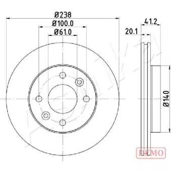 Jeu de 2 disques de frein avant ASHIKA 60-00-0708C pour RENAULT CLIO 1.9 D - 65cv