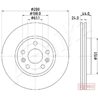 Jeu de 2 disques de frein avant ASHIKA 60-00-0716C pour RENAULT MEGANE 2.0 DCI - 150cv