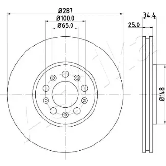 Jeu de 2 disques de frein avant ASHIKA 60-00-0901 pour VOLKSWAGEN GOLF 1.8 T - 150cv