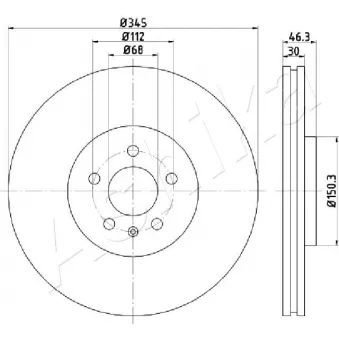 Jeu de 2 disques de frein avant ASHIKA 60-00-0912 pour AUDI A4 S4 quattro - 344cv