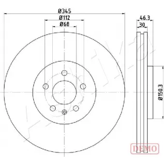 Jeu de 2 disques de frein avant ASHIKA 60-00-0912C pour AUDI A4 S4 quattro - 344cv