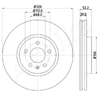 Jeu de 2 disques de frein avant ASHIKA 60-00-0917 pour AUDI A5 2.0 TFSI - 211cv