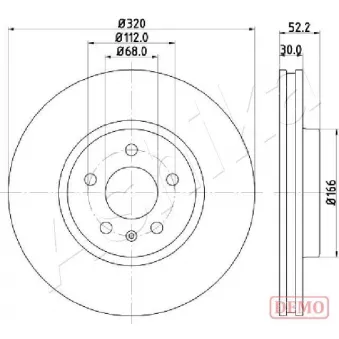 Jeu de 2 disques de frein avant ASHIKA 60-00-0917C pour AUDI A4 3.2 FSI - 265cv
