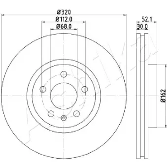Jeu de 2 disques de frein avant ASHIKA 60-00-0919 pour AUDI A5 3.0 TDI - 204cv