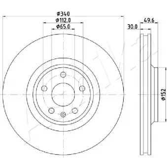 Jeu de 2 disques de frein avant ASHIKA OEM 8J0615301G