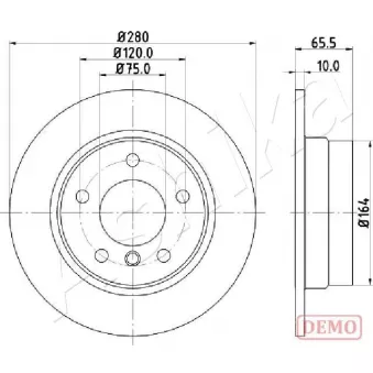 ASHIKA 61-00-0100C - Jeu de 2 disques de frein arrière