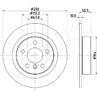 Jeu de 2 disques de frein arrière ASHIKA 61-00-0105