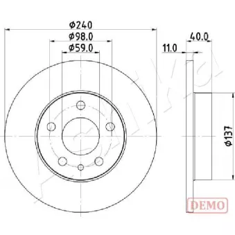 Jeu de 2 disques de frein arrière ASHIKA OEM 71770934