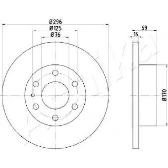 Jeu de 2 disques de frein arrière ASHIKA OEM 2996028