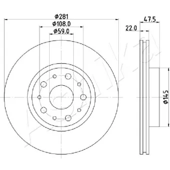 Jeu de 2 disques de frein arrière ASHIKA 61-00-0229