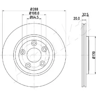 Jeu de 2 disques de frein arrière ASHIKA OEM XR827087