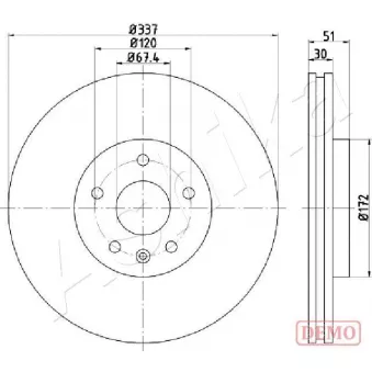 Jeu de 2 disques de frein arrière ASHIKA OEM 13576781