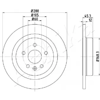 Jeu de 2 disques de frein arrière ASHIKA OEM 13509120