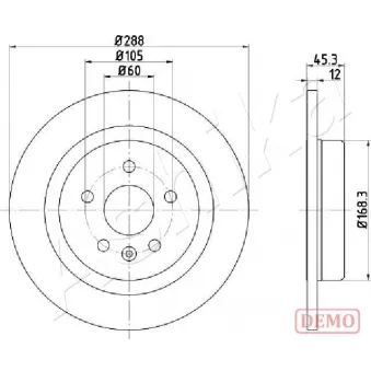 Jeu de 2 disques de frein arrière ASHIKA OEM 13509120