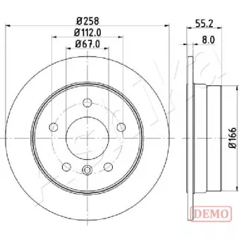 ASHIKA 61-00-0500C - Jeu de 2 disques de frein arrière