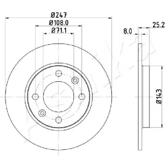 Jeu de 2 disques de frein arrière ASHIKA 61-00-0615 pour DAF XF 105 2.0 HDI 90 - 90cv