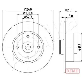 Jeu de 2 disques de frein arrière ASHIKA 61-00-0712C pour RENAULT MEGANE 1.5 DCI - 101cv