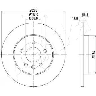 Jeu de 2 disques de frein arrière ASHIKA OEM 8E0615601M