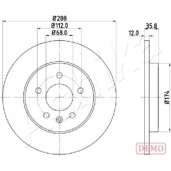 Jeu de 2 disques de frein arrière ASHIKA OEM 8E0615601M