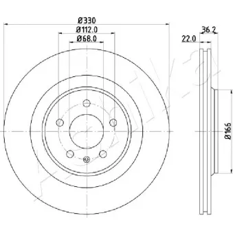 Jeu de 2 disques de frein arrière ASHIKA OEM 8K0615601C