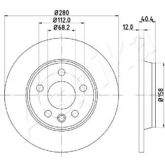 Jeu de 2 disques de frein arrière ASHIKA OEM 7D0615601B