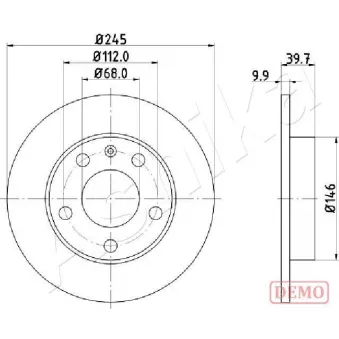 Jeu de 2 disques de frein arrière ASHIKA OEM 8E0615601P