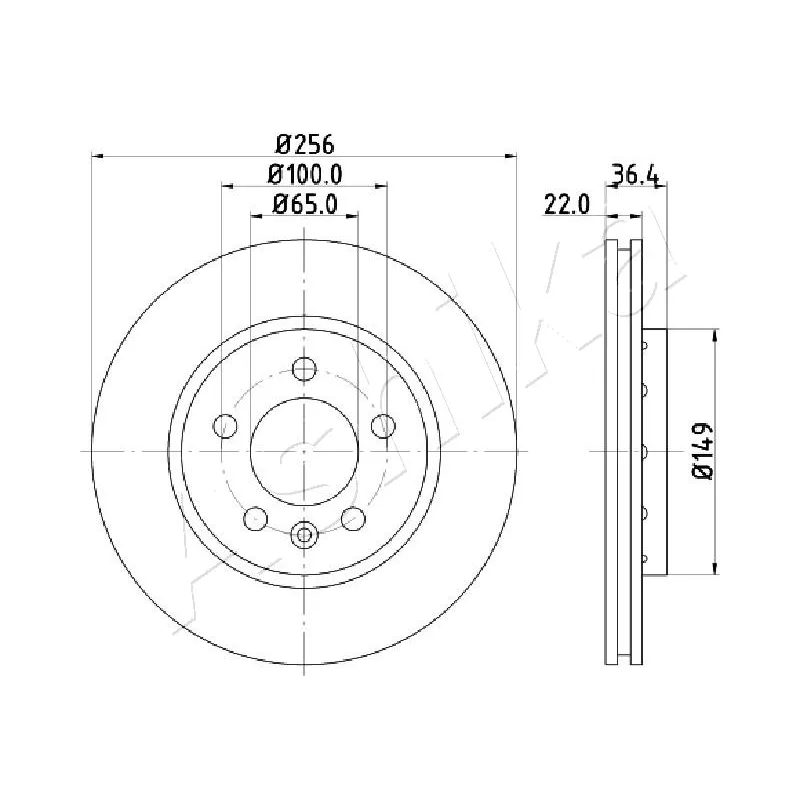 Jeu de 2 disques de frein arrière ASHIKA 61-00-0931 - Visuel 1