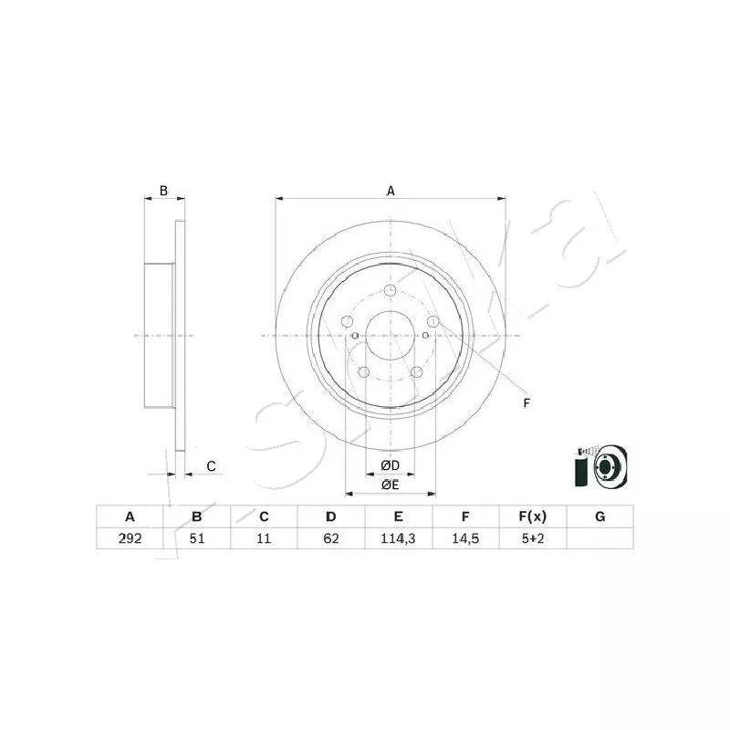 Jeu de 2 disques de frein arrière ASHIKA 61-02-272C - Visuel 1