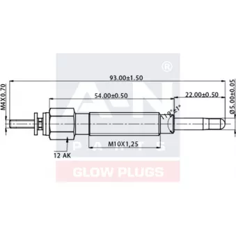 Bougie de préchauffage A-N PARTS A-N057183 pour MITSUBISHI GALANT 2.3 Turbo-D - 84cv