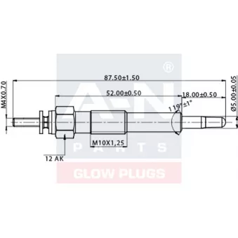 Bougie de préchauffage A-N PARTS OEM Y70118601