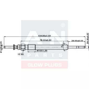 Bougie de préchauffage A-N PARTS A-N134037 pour VOLKSWAGEN POLO 216 d - 116cv