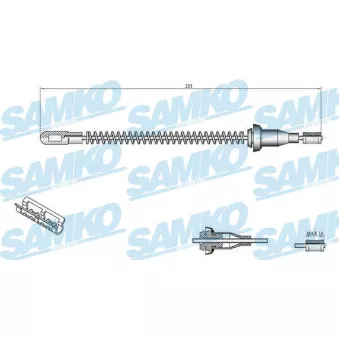 Tirette à câble, frein de stationnement SAMKO OEM 522152