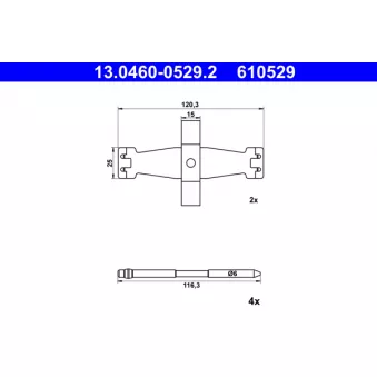 Kit d'accessoires, plaquette de frein à disque ATE 13.0460-0529.2 pour TESLA MODEL 3 EV - 283cv