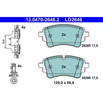 Jeu de 4 plaquettes de frein avant ATE 13.0470-2646.2 pour AUDI A5 2.0 TFSI Mild Hybrid quattro - 252cv