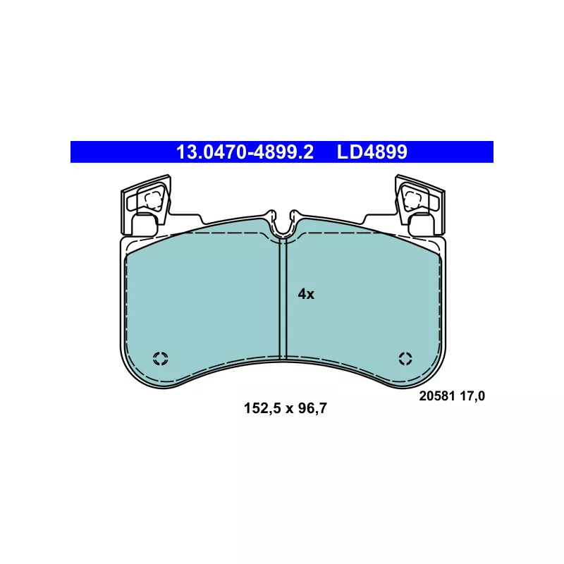 Jeu de 4 plaquettes de frein avant ATE 13.0470-4899.2 - Visuel 1